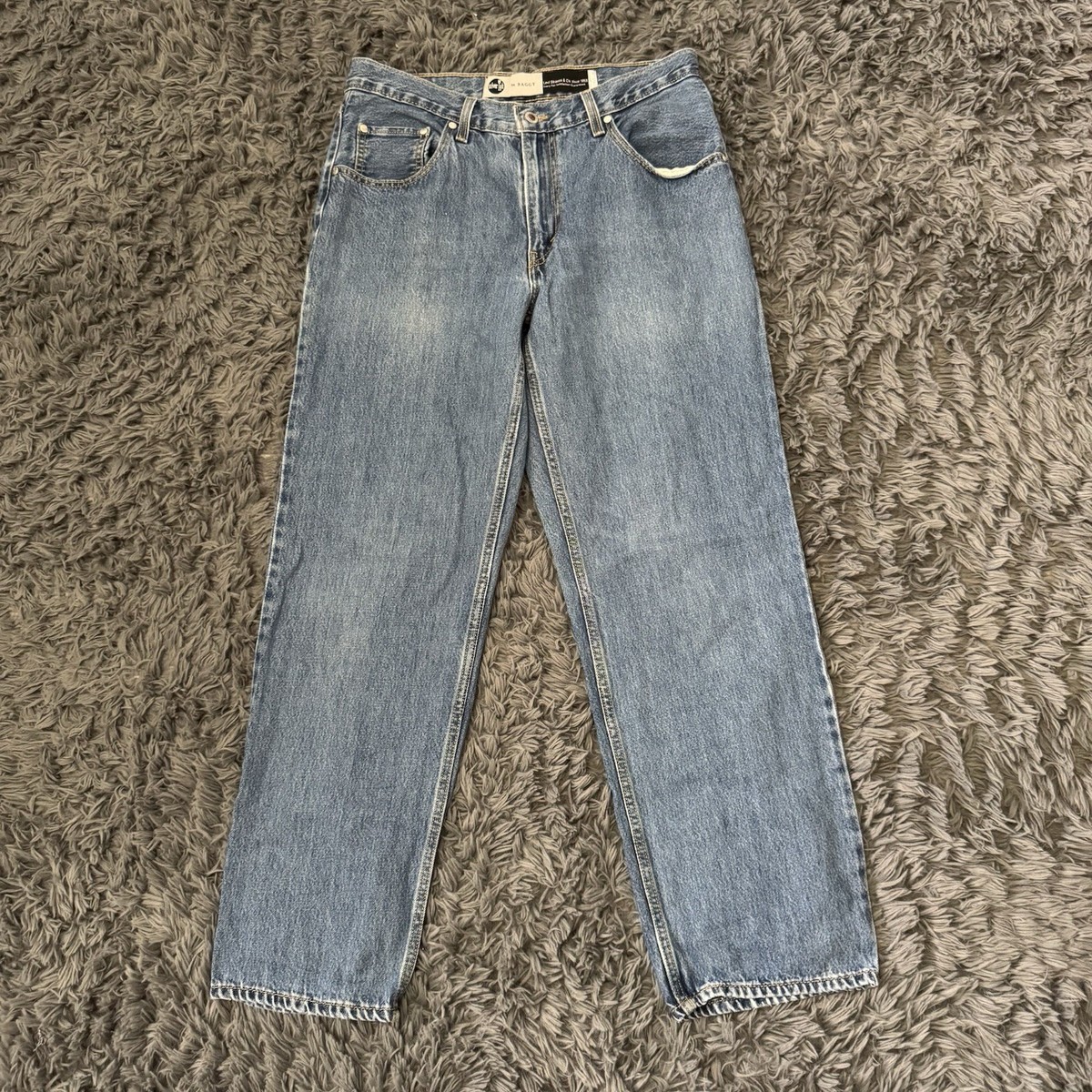 94年USA製 LEVI'S SILVER TAB BAGGY 34×30 Levi's 94 Baggy Distressed Silvertab Jeans in Light Wash