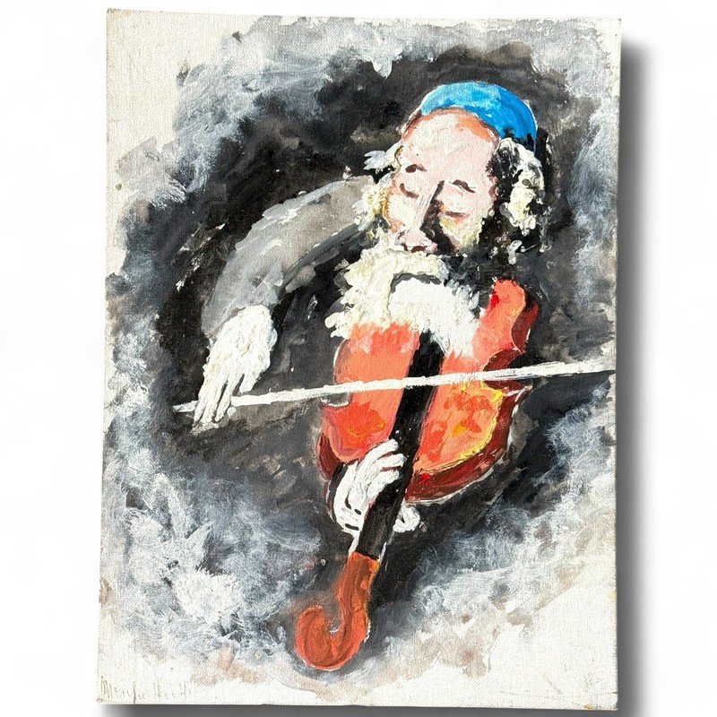 A soulful depiction of a violinist lost in the music original artist artwork
