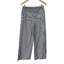 A NEW DAY Cropped Wide Leg Dress Pants BLUE WHITE MEDIUM Striped
