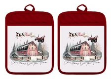 Pot Holders Oven Mitts Hot Pad Linen Towel Farmhouse Christmas Kitchen XDZ451DPH