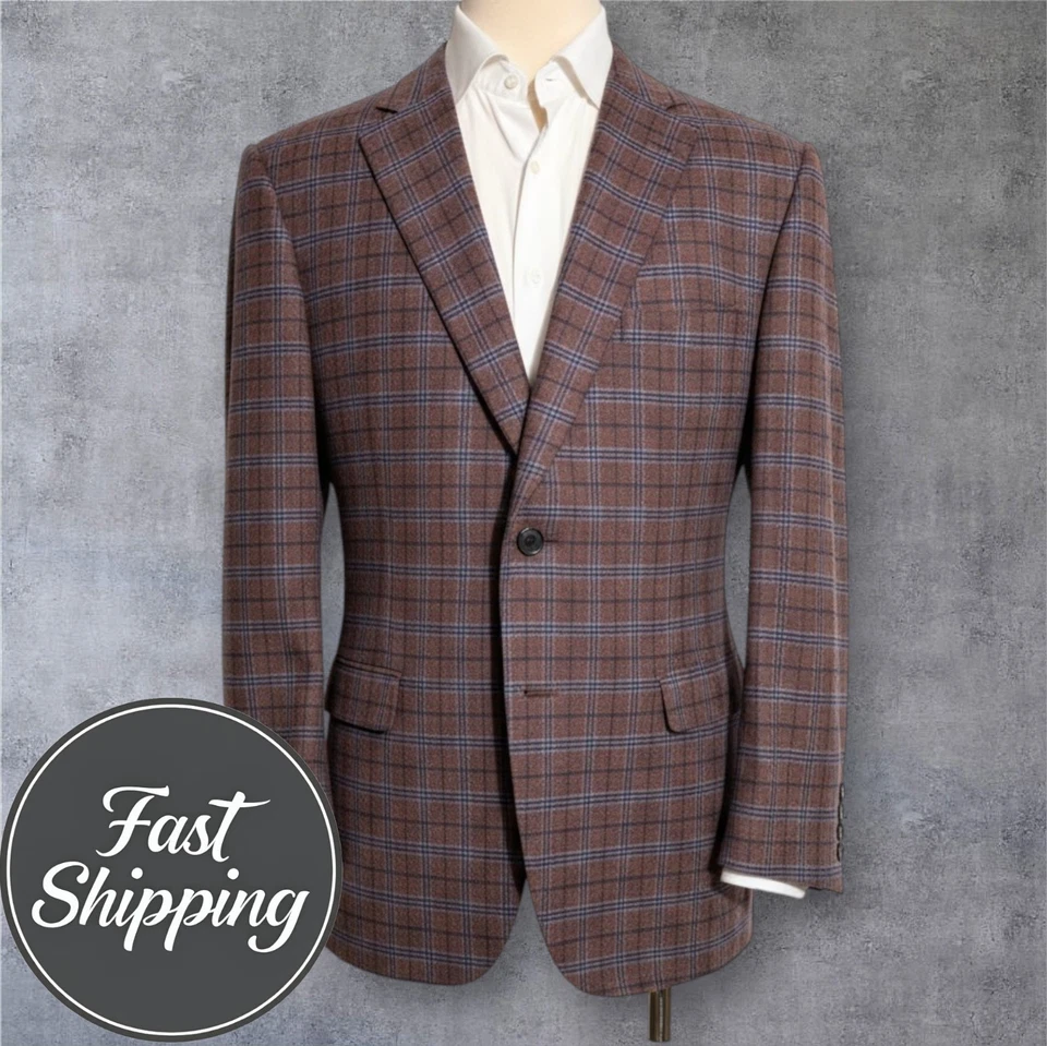 2995$ PAUL STUART Men’s 46L Blazer Sport Coat 100% Cashmere Windowpane Jacket - Image 2 of 4