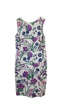 Talbots Women'sSleeveless Dress Size 8 Purple Pink Floral Design W/Green Lined