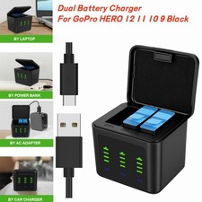 NEW GoPro Dual Battery Charger For GoPro HERO 12 11 10 9 Black  2 Batteries