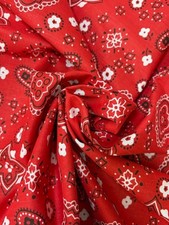 Bandana RED Poly Cotton 58 Inch Wide Fabric by The Yard