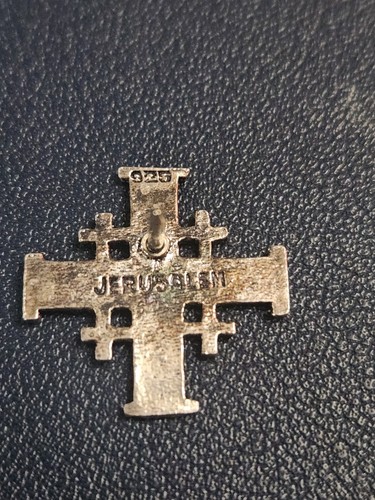 Beautiful Vintage Religious 925 Sterling Silver Jerusalem Cross Lapel Pin - Picture 3 of 4