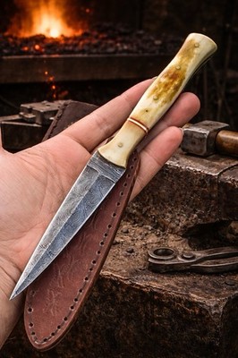 Fix Blade Double edge Dagger Damascus knife Boot Tactical With Sheath