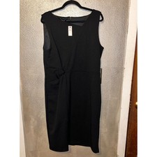 Talbots Twist Detail Old Money Professional Sheath Black Asymmetrical Dress