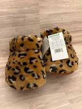 NEW w TAGS Crocs Classic Fur Cozy Leopard Animal Print-Slip on Slippers Size 6