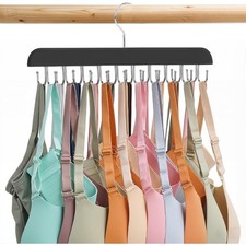 Foldable Wood Bra Hanger with 20 Hooks Space Saving Closet Organizer for Tank