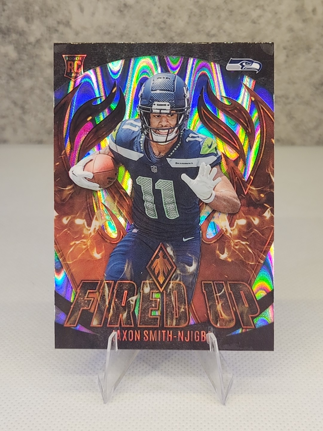 2023 Panini Phoenix Fired Up Silver Seismic Jaxon Smith-Njigba #FU-12 Rookie RC
