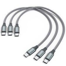 3 Pack 1ft USB C to USB C Fast Charging Cable Nylon Braided Short Cord