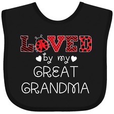 Inktastic Loved By My Great Grandma- Cute Ladybug Baby Bib Animals Spots Red Fun