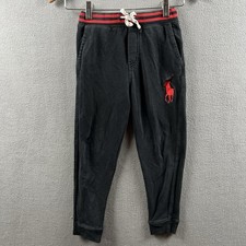 Polo Ralph Lauren Pants Boys Size 7 Black Red Big Pony Sweatpants Joggers Cuffed