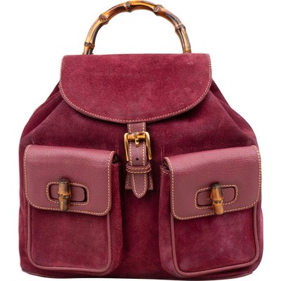 Gucci Suede Bamboo Backpack Rucksack
