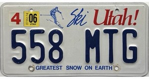 *BARGAIN BIN*  2006 Ski Utah License Plate #558 MTG