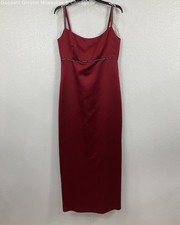 Jim Hjelm Occasions Burgundy 100 Satin Evening Dress Missing Rhinestones Size 8