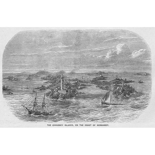 CHAUSEY ISLANDS on the Coast of Normandy - Antique Print 1859