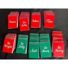 Set of 35 Christmas Mini Notebook Spiral Bound Journal Holiday Phrases Red Green