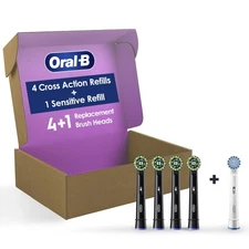 Oral-B CrossAction Electric Toothbrush Replacement Brush Heads, Black, 4 Coun...