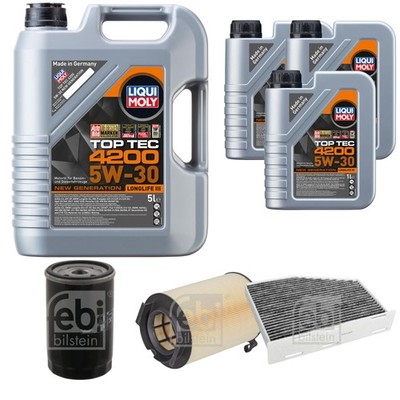 FEBI BILSTEIN Inspektionspaket 8L Liqui Moly Top Tec 4200 5W-30 für VW Golf VI