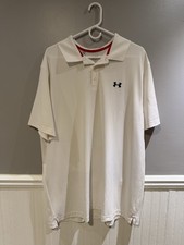 Under Armour Polo Men 2XL Loose Heatgear White Short Sleeve Golf Business Casual