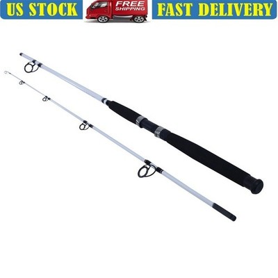 Big Game Spinning Rod 8ft Medium Heavy 2 Piece Fishing Rod Strong Durable  Guides | eBay