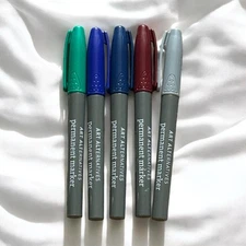 5 Art Alternatives Permanent Marker Fine Tip Blue Navy Silver Burgundy Green Set