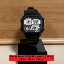 Custom Faceplate for Casio Royale AE1200 Watch Mods - Black & White