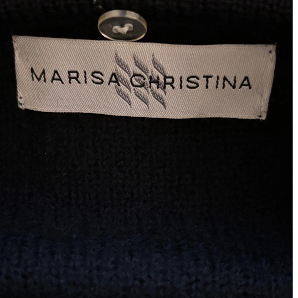 Cárdigan Suéter Negro Lana Bordado Floral Abotonado L MARISA CHRISTINA Foto 4 de 4