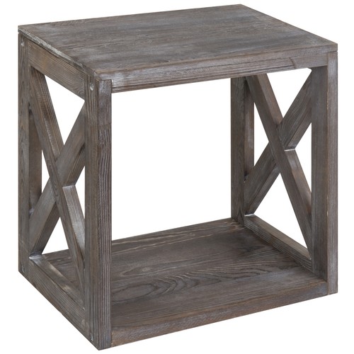 MyGift Vintage Gray on Brown Wood Rectangular Living Room Side End Accent Table - Picture 5 of 7
