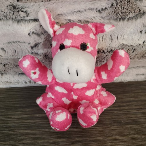 Kellytoy Plush Pink Cow W/ White Clouds, Big Hips 2017 Stuffed Girl Farm Animal