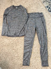 ClimateRight CuddlDuds Gray & Black Small Mens Thermal Base Layer Synthetic Set