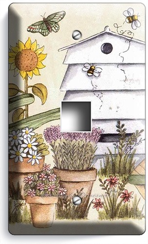 RUSTIC COUNTRY BEEHIVE BEES FLOWERS LIGHT SWITCH PLATE OUTLET KITCHEN HOUSE ROOM - Picture 9 of 30