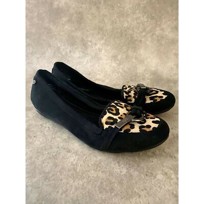 Dana Buchman Womens Carly  Size 7.5 Black  Leather Slip On Loafers