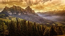 Landscape nature mist mountains valley forest clouds sky Custom Gaming Mat Desk