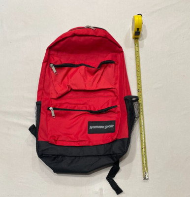 Northern Sport Nylon Back Pack  Red Multiple Zip Pockets Book Bag NWT
