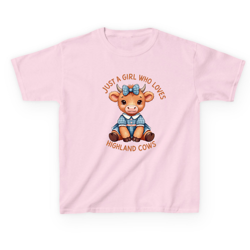 Just a Girl Who Loves Highland Cows Kids T-Shirt – Cute Highland Cow Lover Tee - Picture 3 of 6