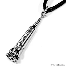 Space Rocket Pewter Charm Pendant Necklace - UK Handmade - Astronomy