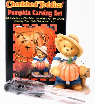 Cherished Teddies ED Halloween Figurine #466220 & Pumpkin Carving
