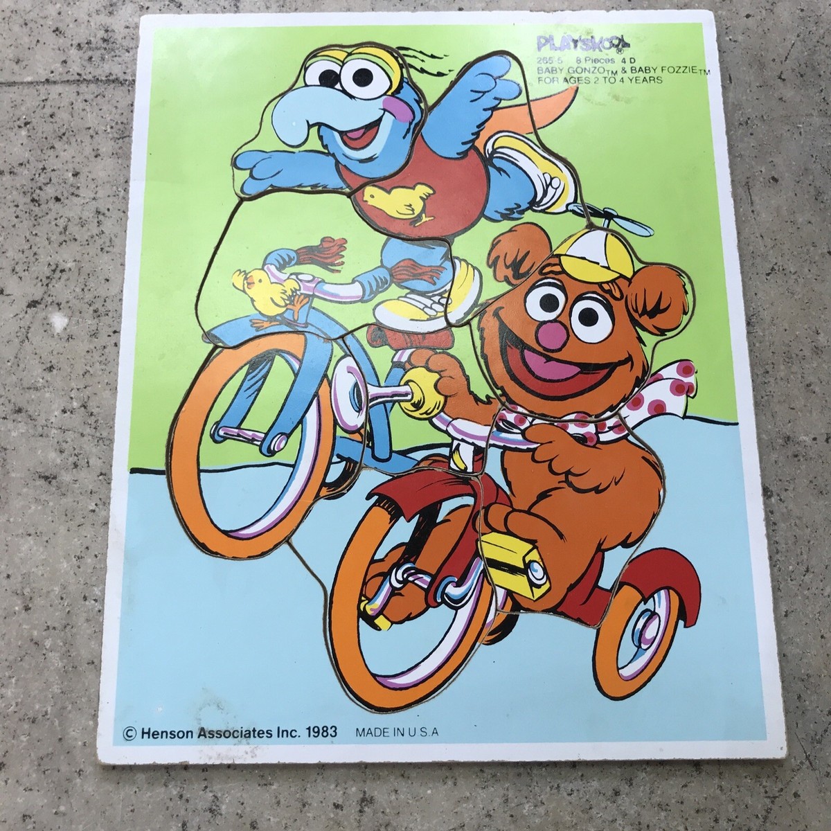 1983 Vintage Muppets Playskool Gonzo Fozzy Bear Wood Puzzle Jim