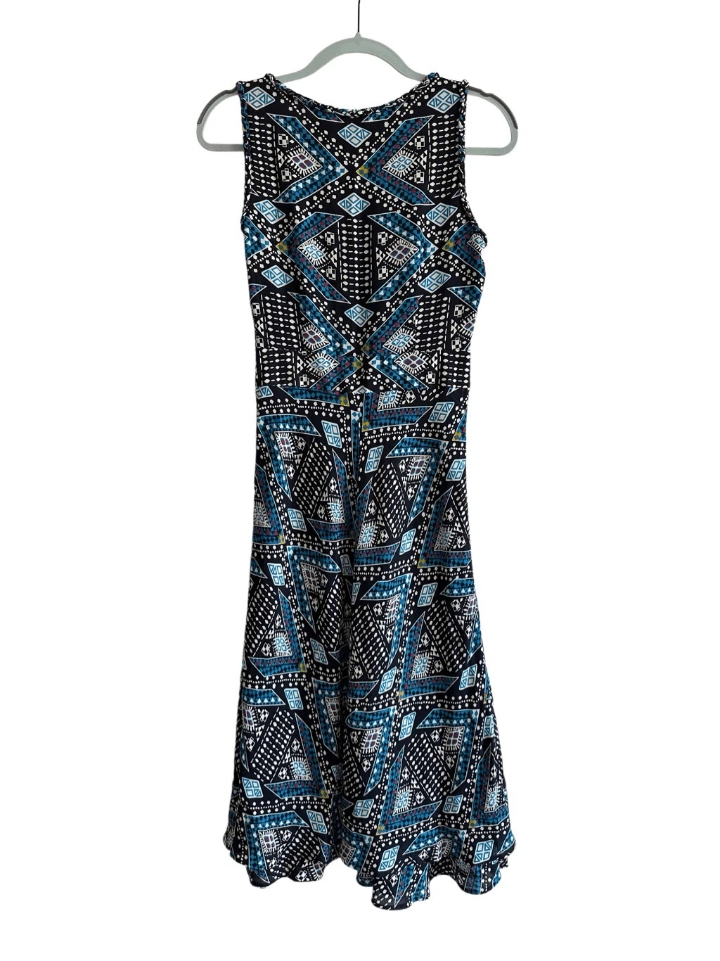 Abito Tory Burch Camilla Dasha in seta con stampa blu e nera taglia 4