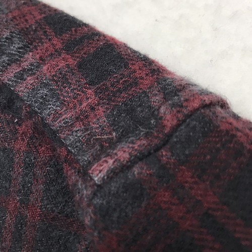 RETROFIT Flannel Shirt Men M Red Black Ombre Plaid Grunge Halloween Goth Dark - Picture 6 of 16