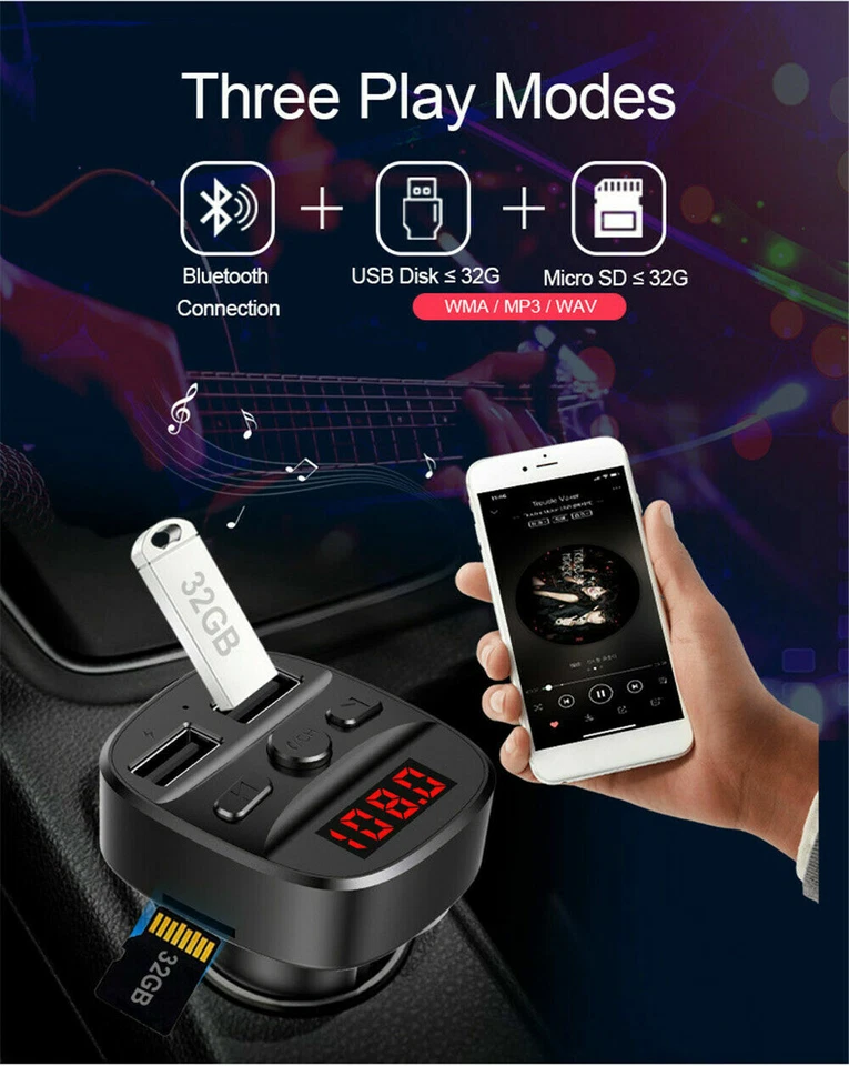 Handsfree Call Music Podcast Charger Car Audio fm Transmitter for LG Phones - Image 4 of 4