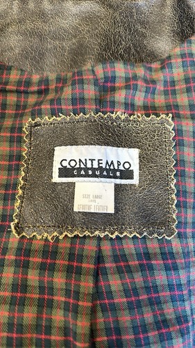 Contempo Casuals Vest Brown Rustic Leather Large Zipper Biker Vintage Western - Picture 9 of 9
