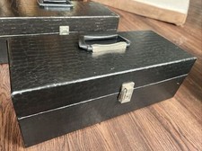 Pair Vintage 8 Track Tape Cases Black Alligator Vinyl Beautiful Holds 24/each