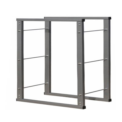 Kaminholzständer Kaminholz Brennholzregal Feuer Metall 100x100cm Silber V2Aox