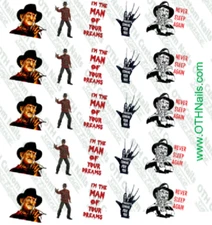 Freddy (Elm Street) Waterslide Nail Decals Set of 25 Salon Quality