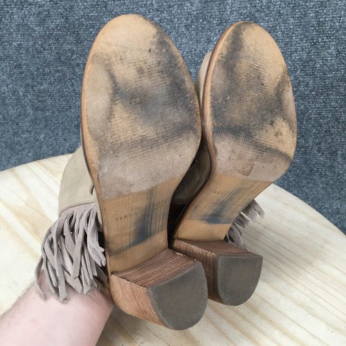 Sehr volatile Stiefel Damen 7 Poca Booties braun Kunstleder Fransen Peeptoe - Bild 8 von 12