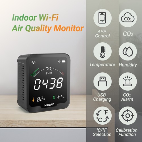 Indoor Air Quality Monitor Wireless CO2 Detector Accurate NDIR Sensor Gas Meter