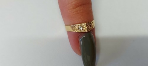 bague or 18 carats poinçon tête de cheval 19 ieme, 0,84 gramme diamants - Picture 4 of 10